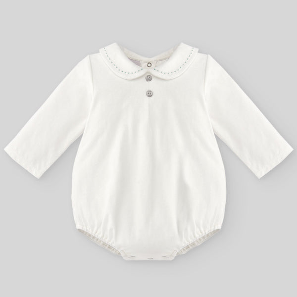 Paz Rodriguez Knit Newborn Body Essencial - Cream/Gem Green