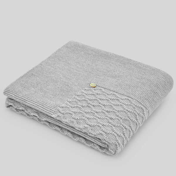 Paz Rodriguez Knit Newborn Blanket Regalo - Grey Pearl