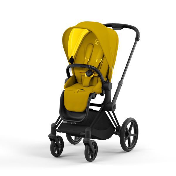 Cybex Priam 4 Stroller - Matte Black/Black Frame and Mustard Yellow Seat Pack