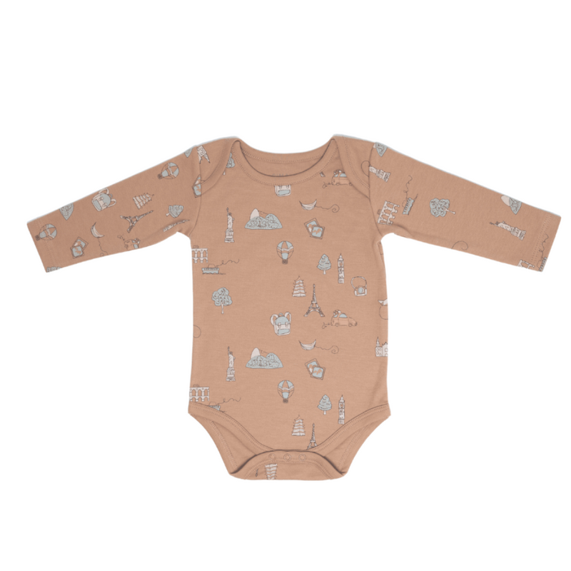 Pima Lima Long Sleeve Bodysuit Travel Latte