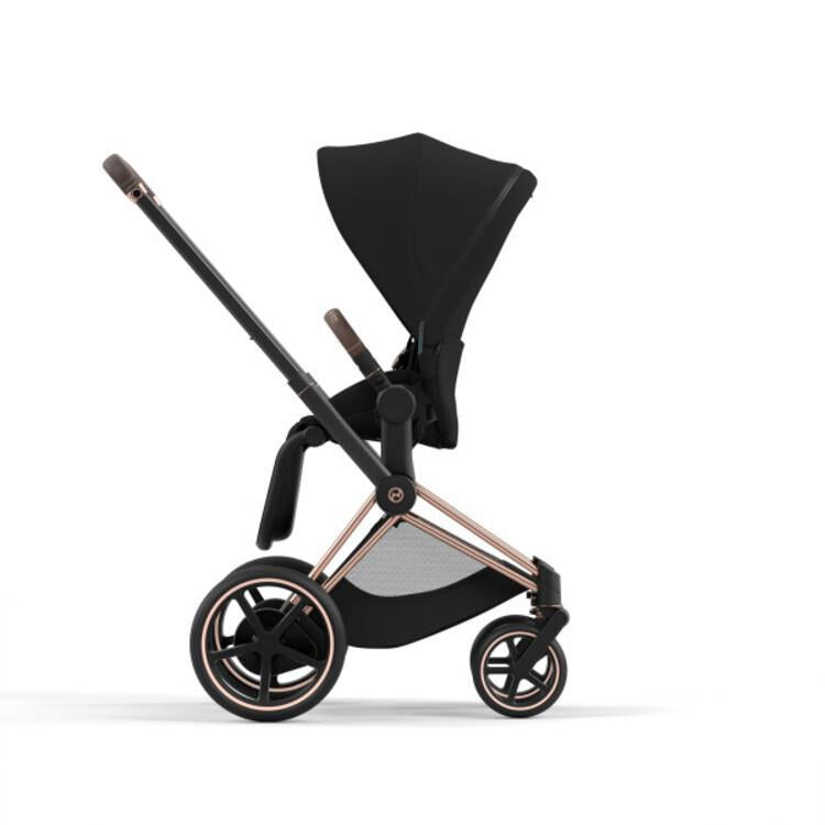 Cybex E-Priam 2 Stroller - Rose Gold/Brown Frame and Deep Black Seat