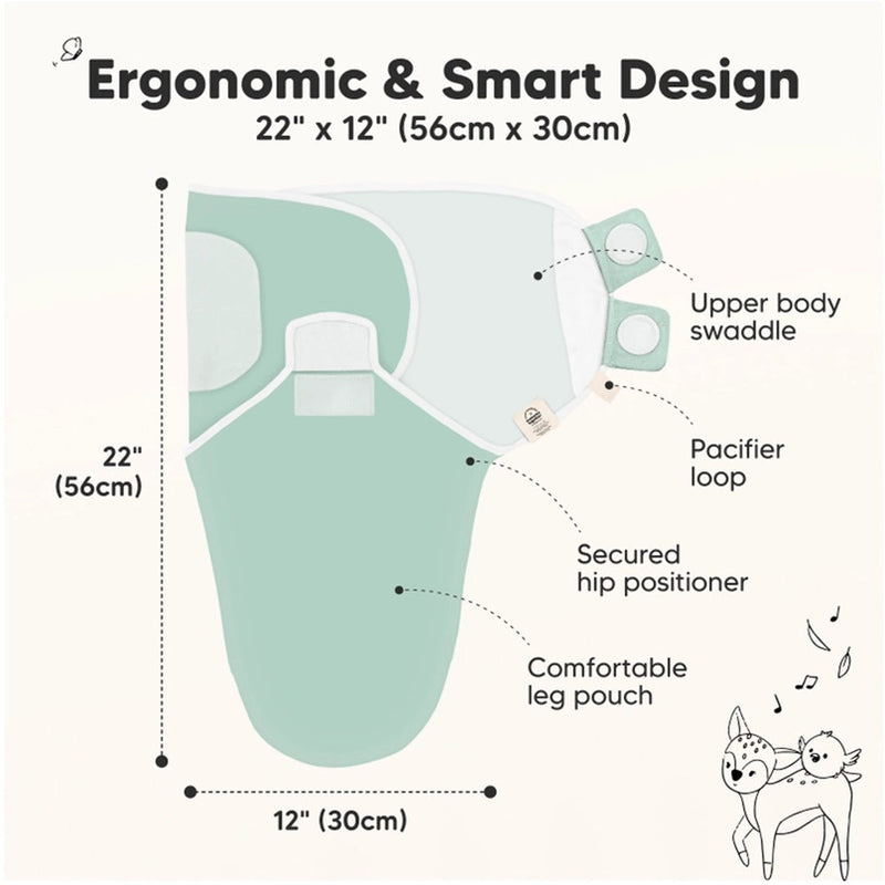 3pk Soothe Baby Swaddles 0-3 Months, Sleep Sack For Newborns Sage