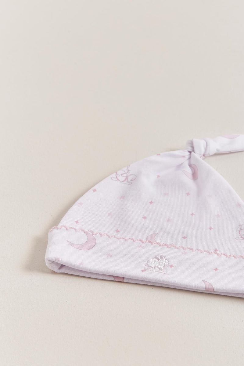 Babycottons Gustav In The Sky Knot Beanie Pink & White