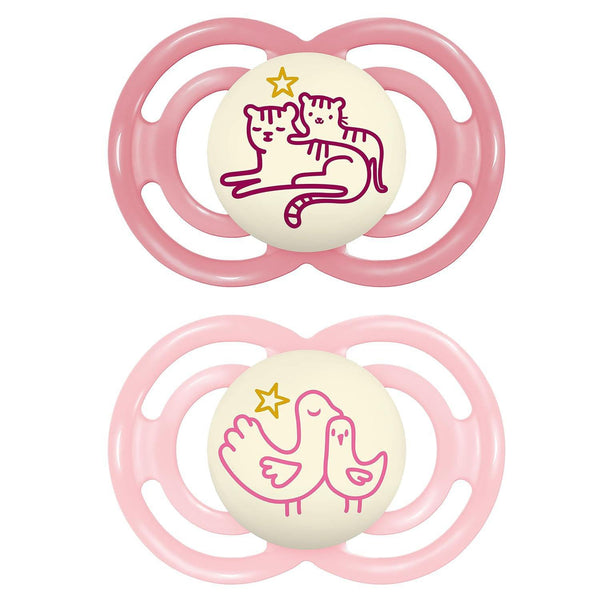 Mam Perfect Night Pacifier 2 pack, 6-16 Months - Cat And Duck