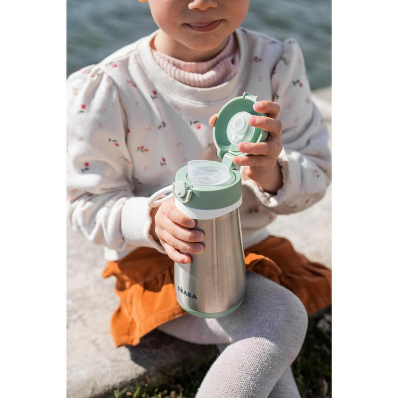 Beaba Stainless Steel Kids Water Bottle - Sage