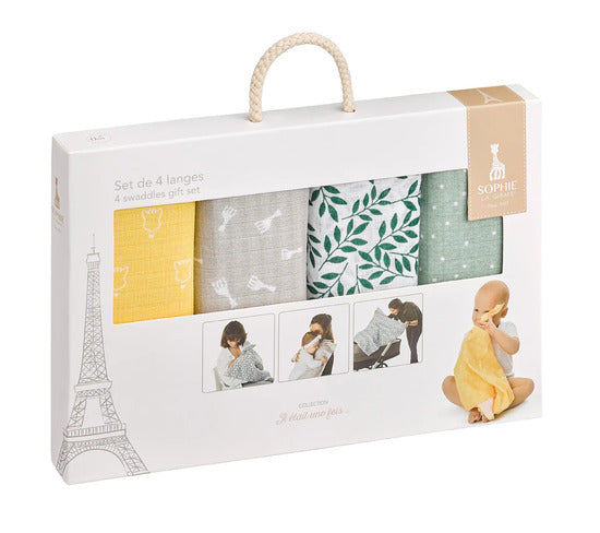 Sophie La Girafe 4 Colored Swaddles Set