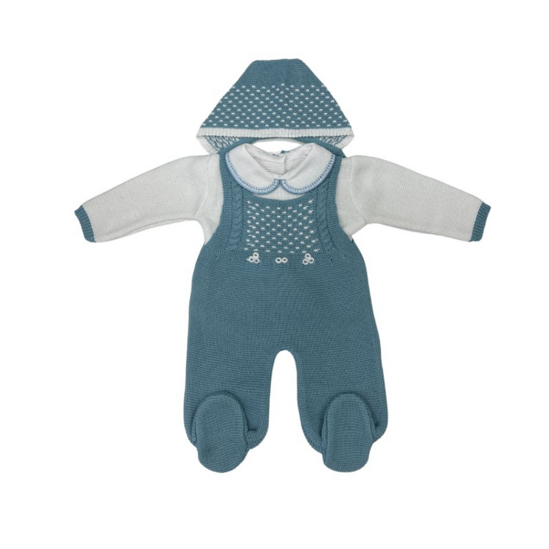 Luna Baby Knit Set Newborn - Blue & White