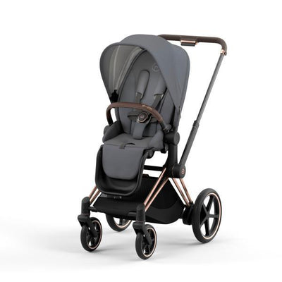 Cybex E-Priam 2 Stroller - Rose Gold/Brown Frame and Soho Grey Seat Pack