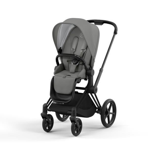 Cybex Priam 4 Stroller - Matte Black/Black Frame and Soho Grey Seat Pack