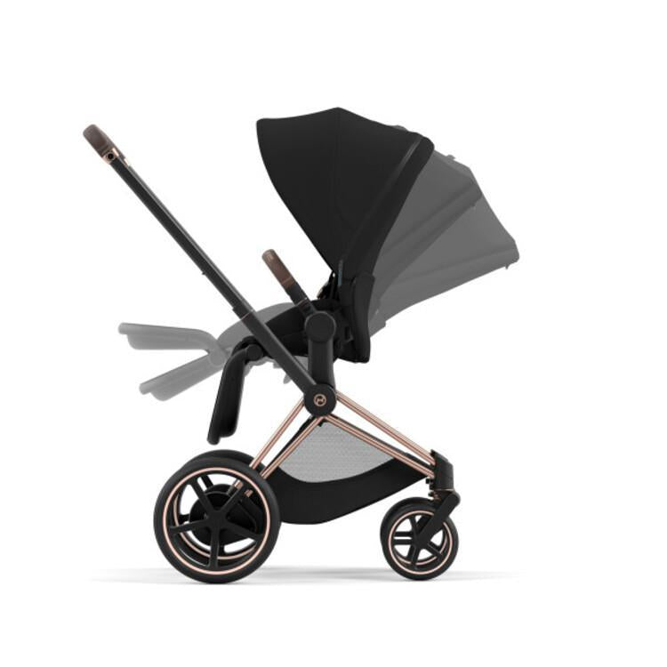 Cybex E-Priam 2 Stroller - Rose Gold/Brown Frame and Deep Black Seat