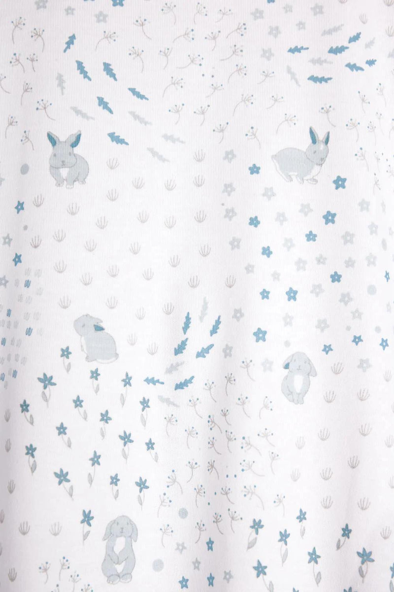 Babycottons Farm Footed Pajama White & Light Blue