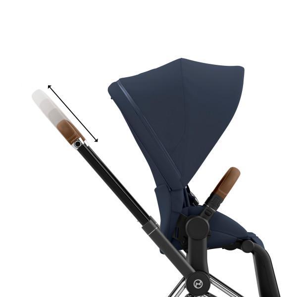 Cybex E-Priam 2 Stroller - Chrome/Brown Frame and Nautical Blue Seat Pack