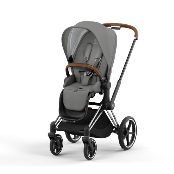 Cybex Priam 4 Stroller - Chrome/Brown Frame and Soho Grey Seat Pack