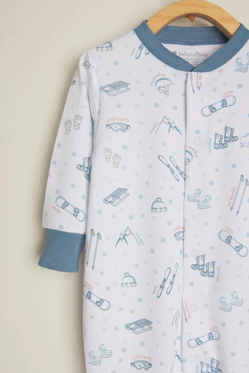 Babycottons Ski Footed Pajama - Blue