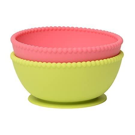 Chewbeads Silicone Suction Bowls Set Chartreuse/Pink