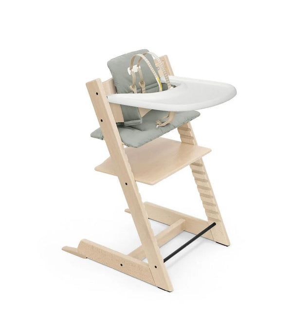 Stokke Tripp Trapp High Chair & Cushion With Tray - Natural, Glacier Green Cushion