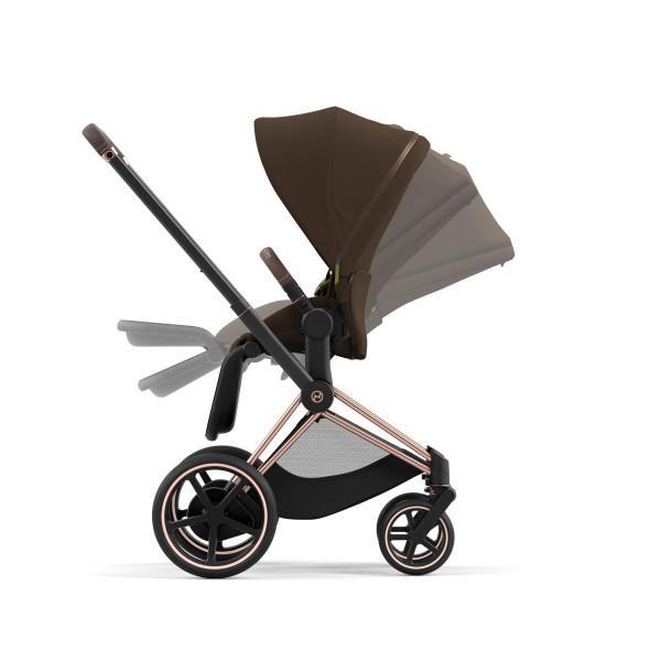 Cybex E-Priam 2 Stroller - Rose Gold/Brown Frame and Khaki Green Seat Pack