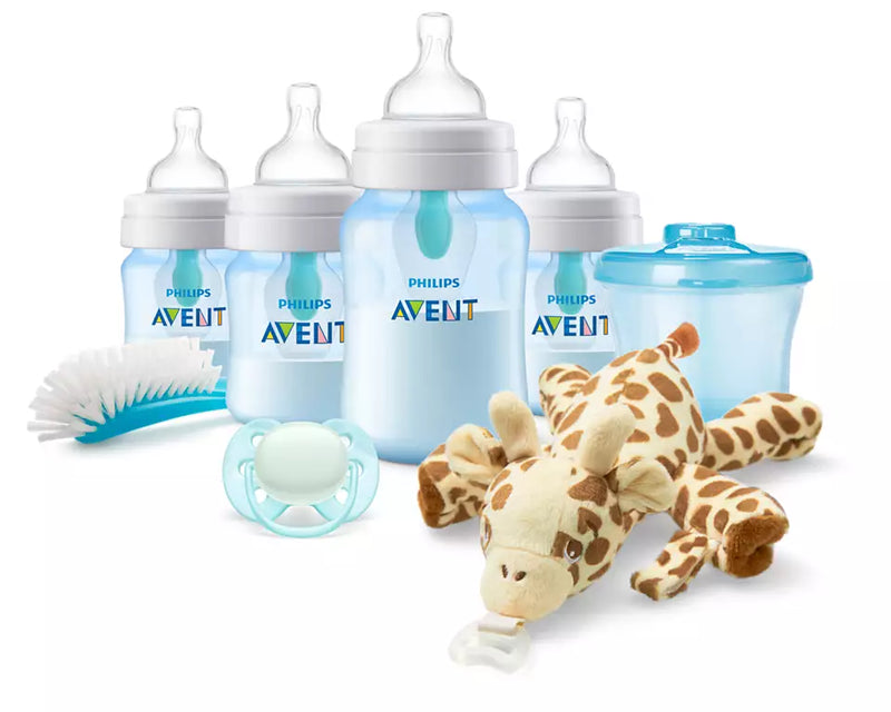 Avent Anti-Colic Baby Bottle With AirFree Vent Newborn Gift Set With Snuggle - Blue