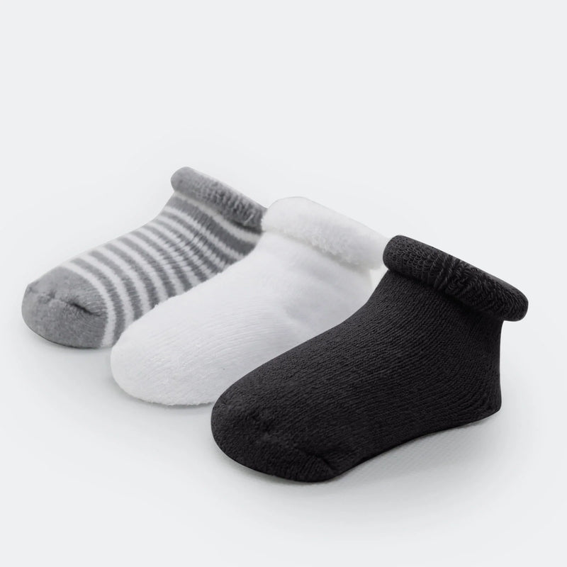 Kushies Baby Terry Socks 6 Pack - White/Grey