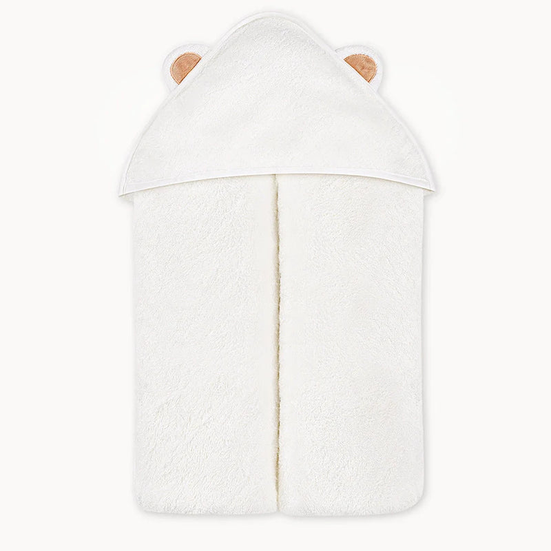 Bamboo Baby Bath Hooded Towel In White