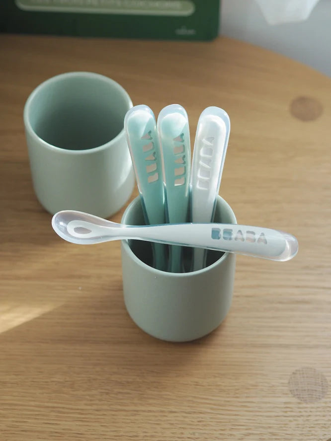 Beaba Baby First Foods Silicone Spoons - Set Of 4 In Sage