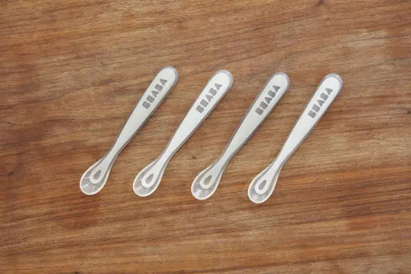 Beaba Beaba Baby First Foods Silicone Spoons - Set of 4 in Cloud