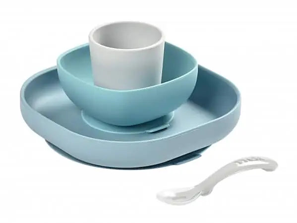 Beaba Silicone Suction Meal Set - Set of 4 - Rain