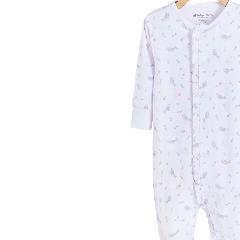 Babycottons Birds Ruffle Footed Pajama - Pink