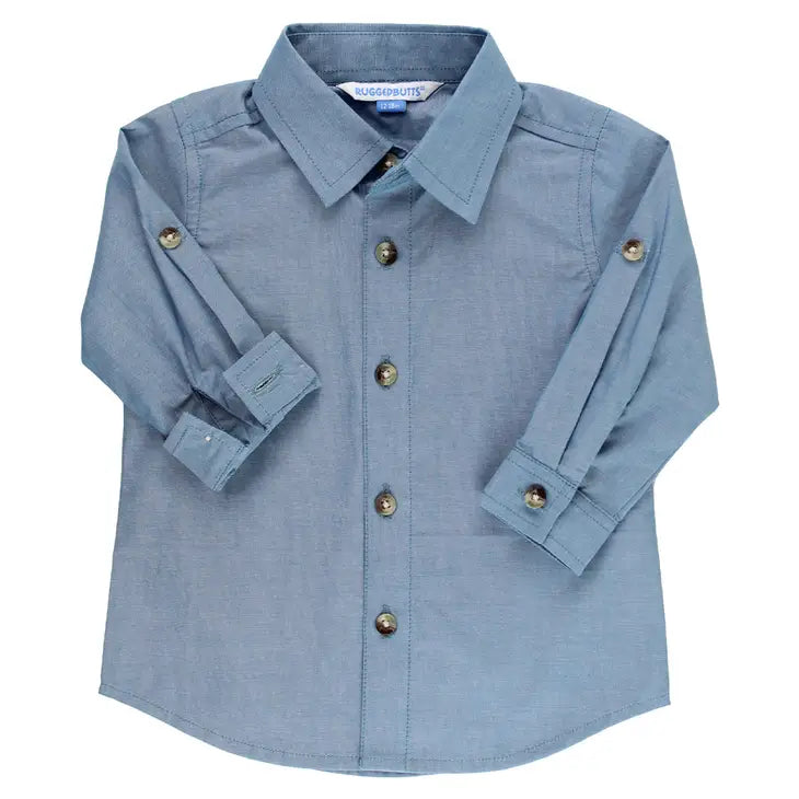 Rugged Butts Blue Chambray Long Sleeve Button Down Shirt