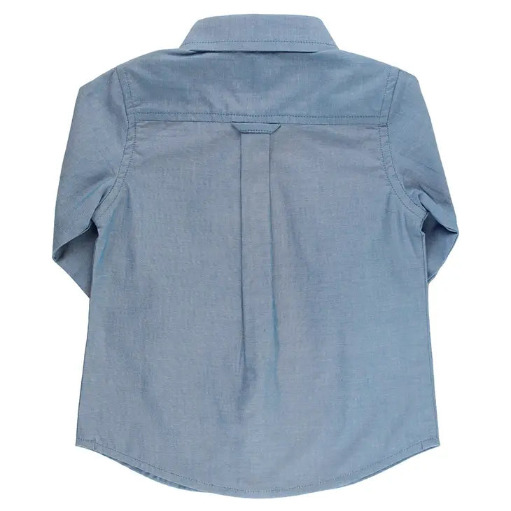 Rugged Butts Blue Chambray Long Sleeve Button Down Shirt