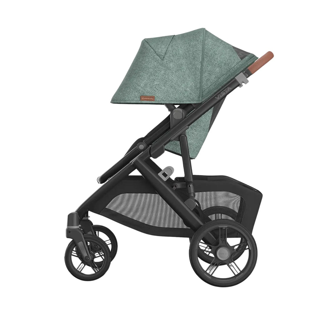 Uppababy Vista V3 Stroller - Gwen Green Mélange/Carbon Frame/Saddle Leather