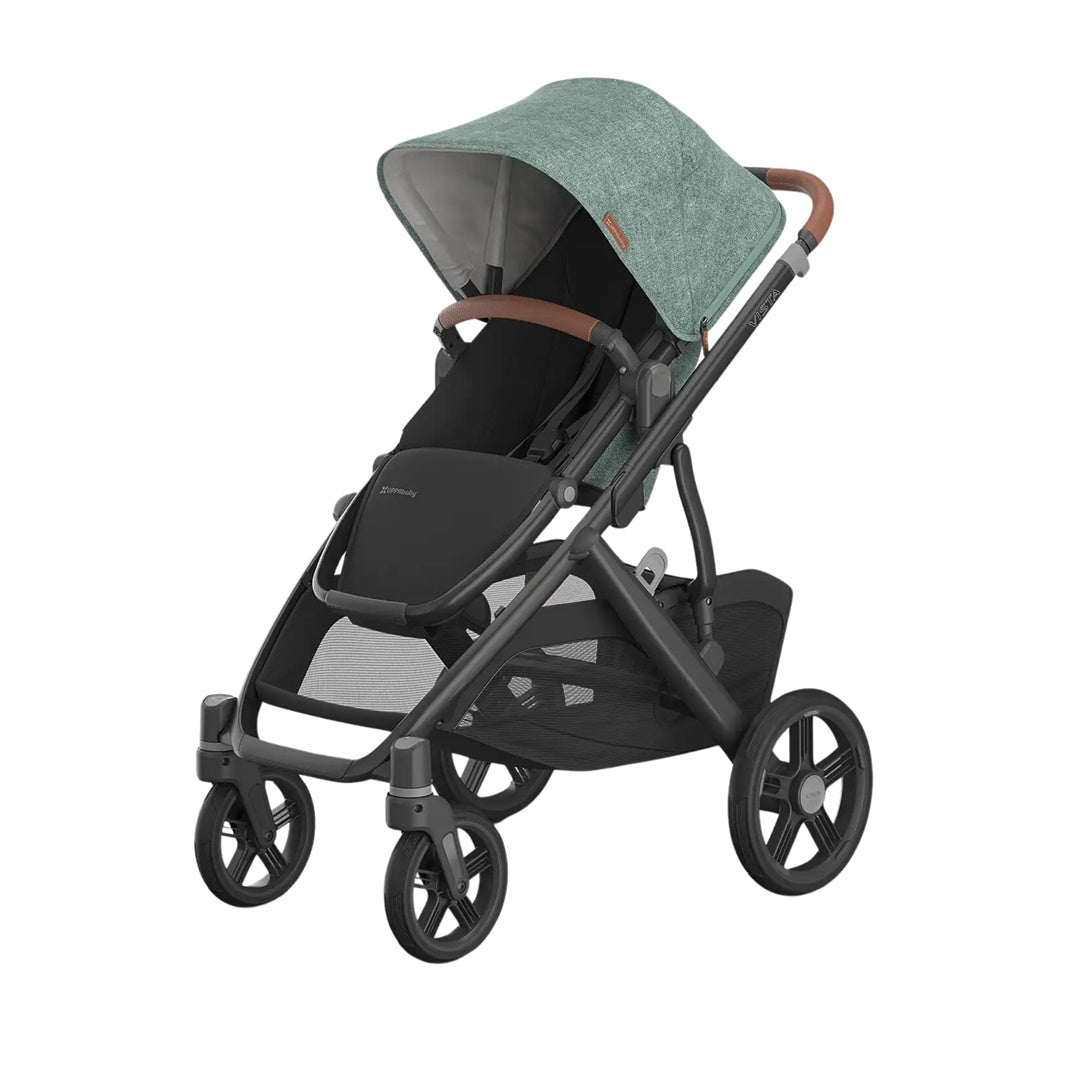 Uppababy Vista V3 Stroller - Gwen Green Mélange/Carbon Frame/Saddle Leather