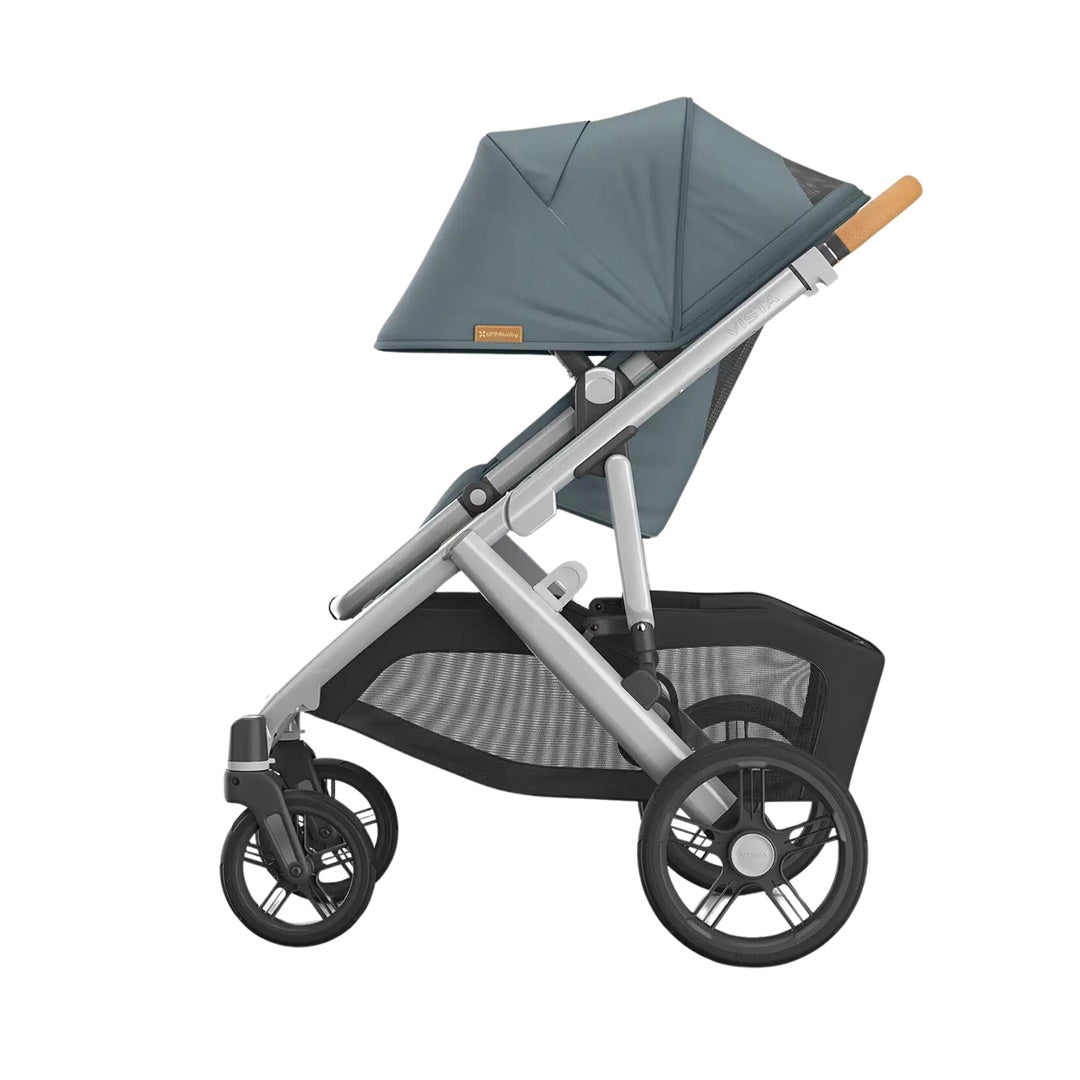 Uppababy Vista V3 Stroller - Callum Stone Blue/Silver Frame/Sand Leather