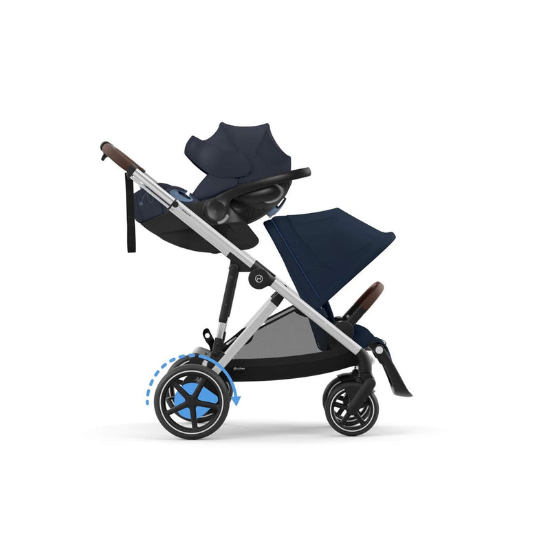 Cybex E - Gazelle S Stroller - Silver Frame/ Ocean Blue Seat