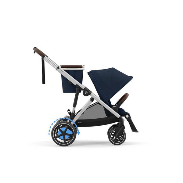 Cybex E - Gazelle S Stroller - Silver Frame/ Ocean Blue Seat