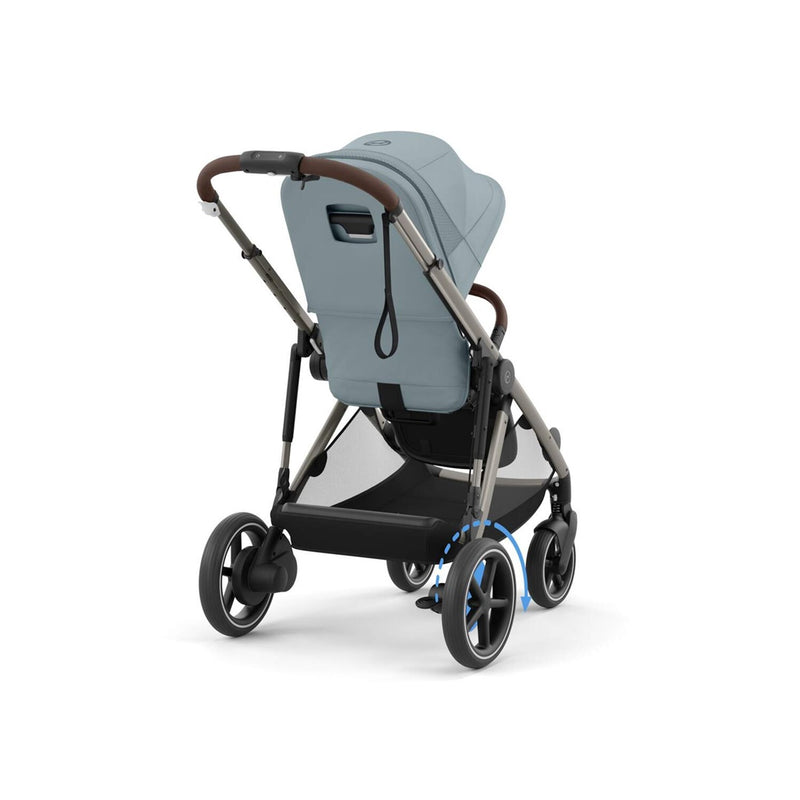 Cybex E - Gazelle S Stroller - Taupe Frame/ Stormy Blue Seat