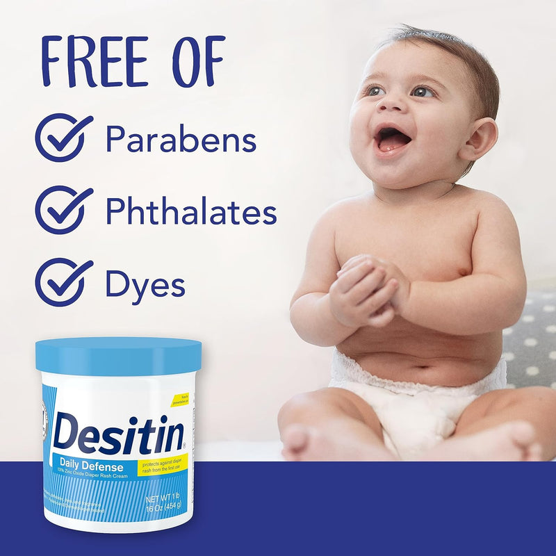 Desitin Daily Defense Baby Diaper Rash Cream Fragrance Free 16 Oz