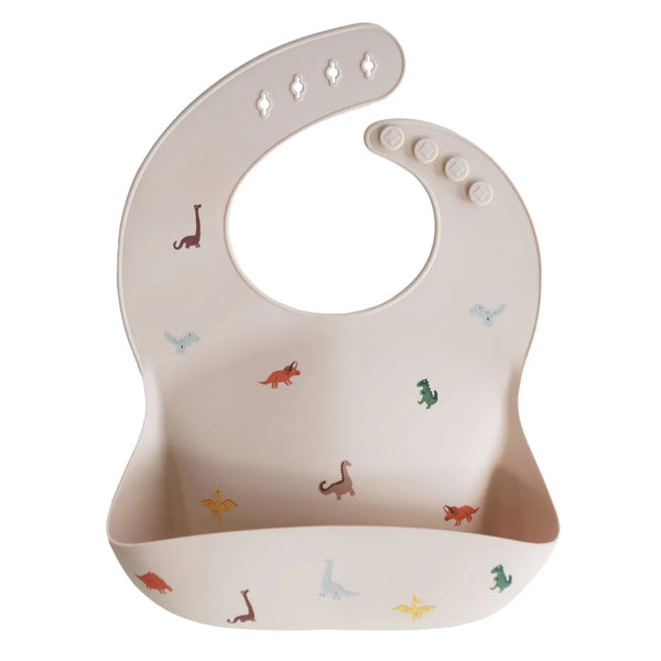 Mushie Silicone Baby Bib - Dinosaurs