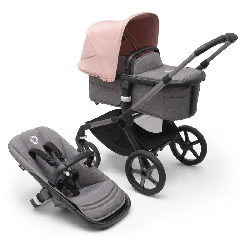 Bugaboo Fox 5 Bassinet & Seat Stroller - Graphite Chassis-Pink/Grey Mélange