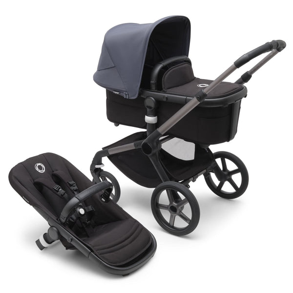 Bugaboo Fox 5 Bassinet & Seat Stroller - Graphite Chassis-Stormy Blue/Black