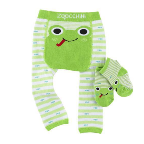 Zoocchini Grip+Easy Comfort Crawler Legging & Socks Set Frog