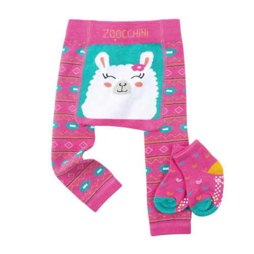 Zoocchini Grip+Easy Comfort Crawler Legging & Socks Set Llama