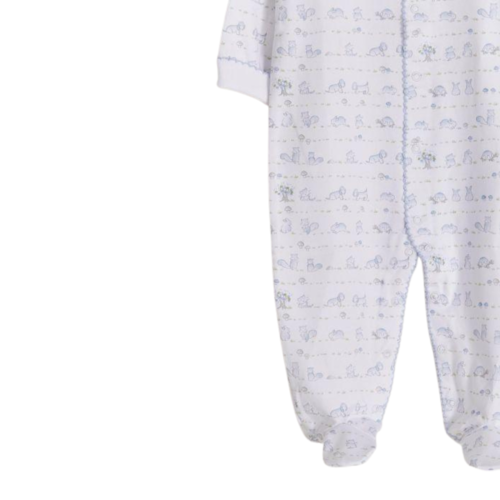 Babycottons In the Woods Footie White Light Blue