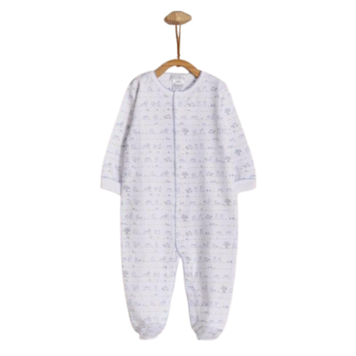 Babycottons In the Woods Footie White Light Blue