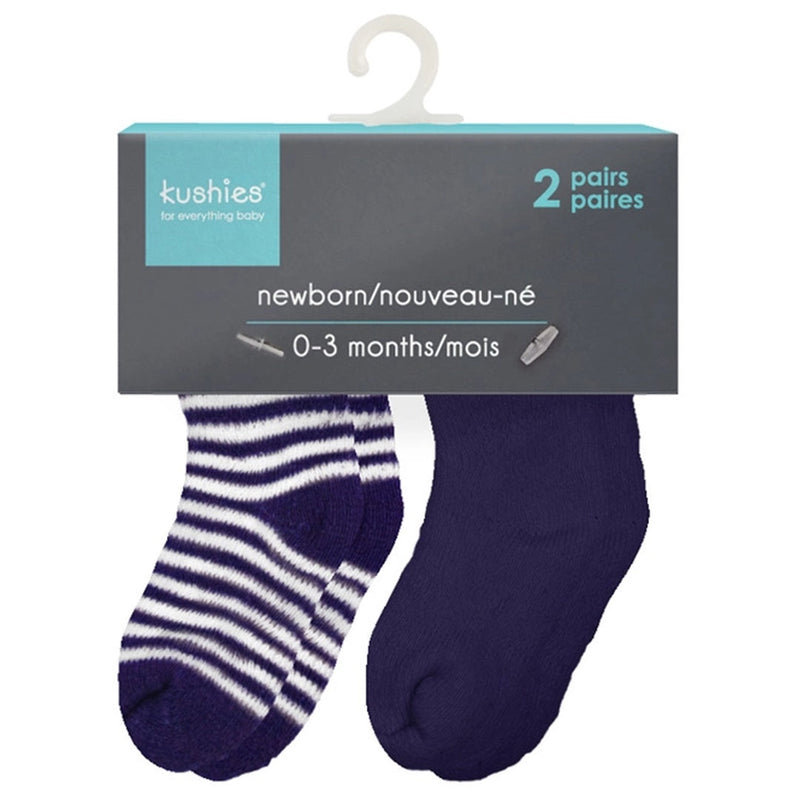 Kushies Baby Terry Socks 2 Pack - Navy