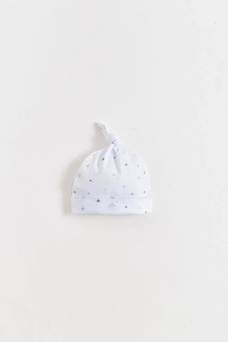 Babycottons Little Stars Knot Beanie - White/Grey