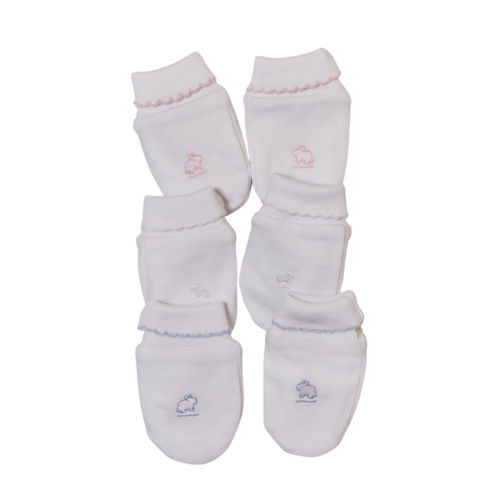 Babycottons Logo Cuffed Mittens White