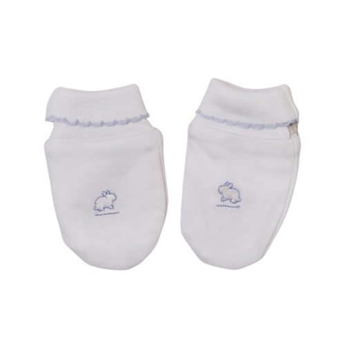 Babycottons Logo Cuffed Mittens White Blue