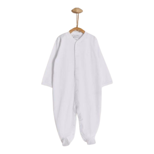 Babycottons Logo Footed Pajamas White