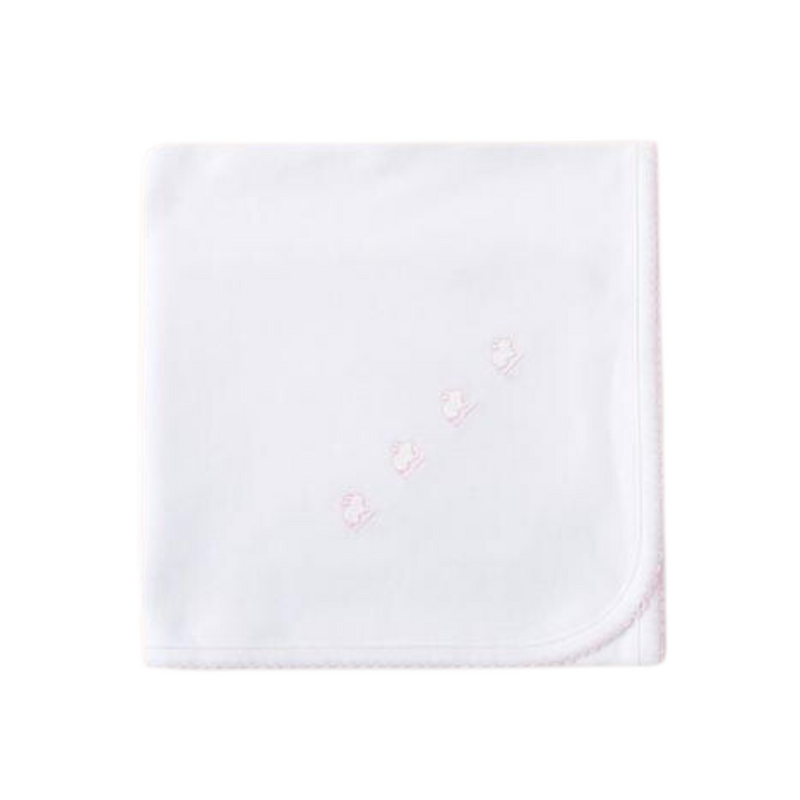 Babycottons Logo Receiving Blanket - Bunny White/Pink